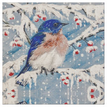 Mont Bluebird à Holly Berry Fabric
