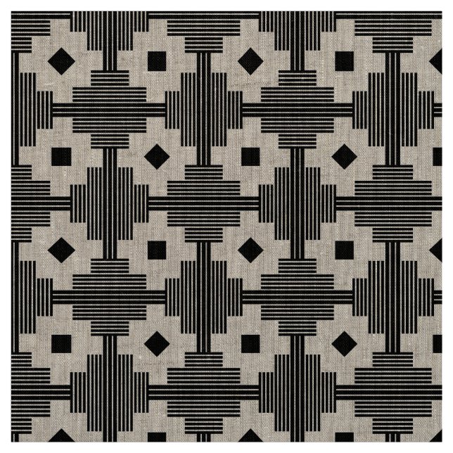 Tissu Motif 061214 - Noir avec blanc (Échantillon)