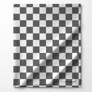 Tissu Motif à carreaux gris foncé et blanc