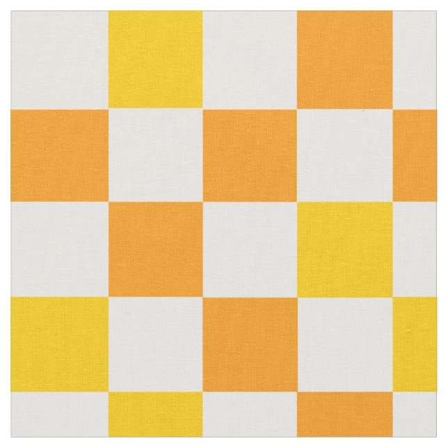 Tissu Motif à carreaux orange blanc jaune  (Fermer)
