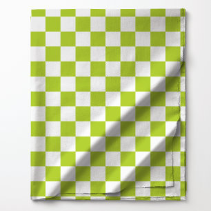 Tissu Motif à carreaux vert citron et blanc