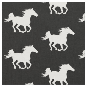 Tissu Motif à cheval blanc Galloping   Amateur de chevau
