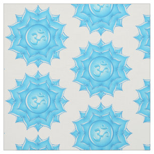 Tissu Motif à fleurs Lotus en verre bleu