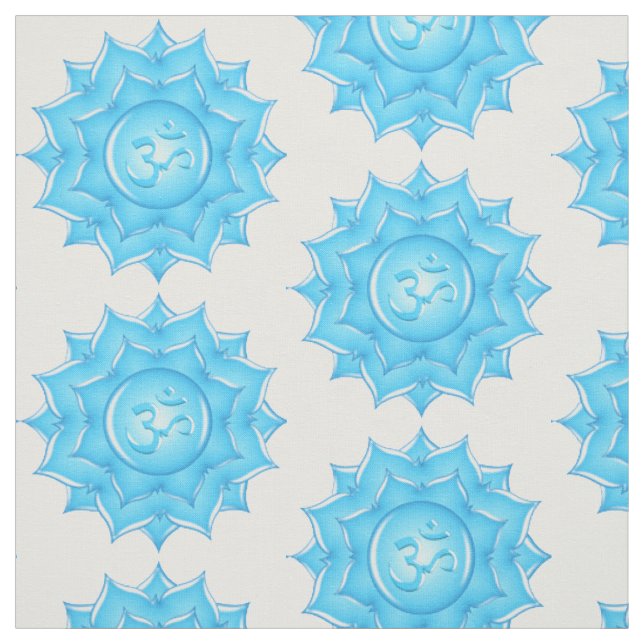 Tissu Motif à fleurs Lotus en verre bleu (Échantillon)