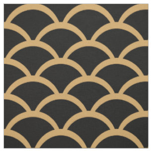 Tissu Motif à l'échelle de poissons Gold et Black Art Dé
