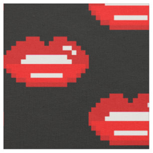 Tissu motif à lèvres en pixels rouges DO-IT-YOURSELF tis