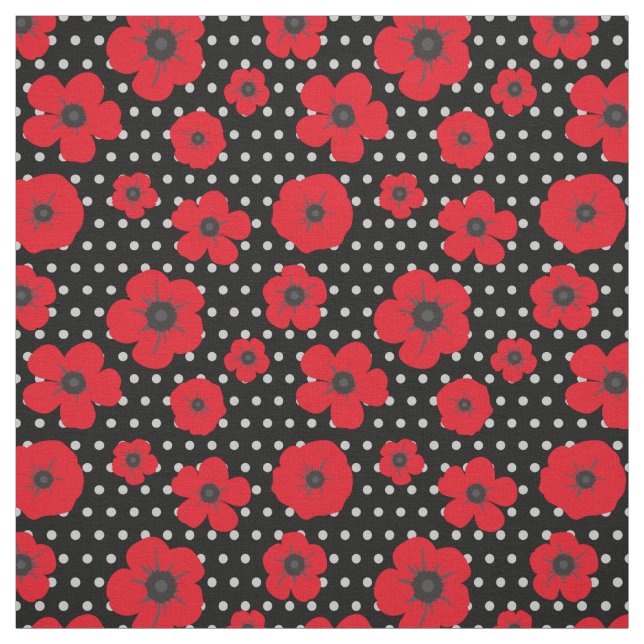 Tissu Motif à points rouges et à points polka (Échantillon)