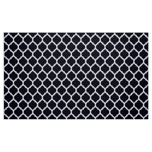 Tissu Motif à quatre feuilles en treillis marocain bleu