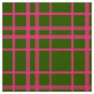 Tissu Motif à rayures carreaux rose sur fond vert