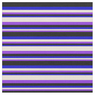 Tissu Motif à rayures violet, bisque, bleu et noir