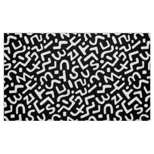 Tissu Motif Abstrait 170822 - Blanc sur noir