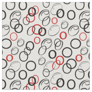 Tissu Motif abstrait de cercle noir et rouge