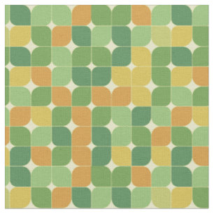 Tissu Motif abstrait de milieu de siècle vert orange