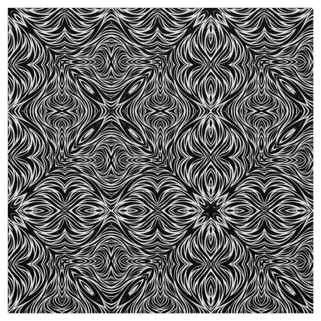 Tissu motif Abstrait en ligne noir et blanc sur (Échantillon)