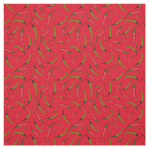 Tissu Motif alimentaire de poivre rouge et vert brillant