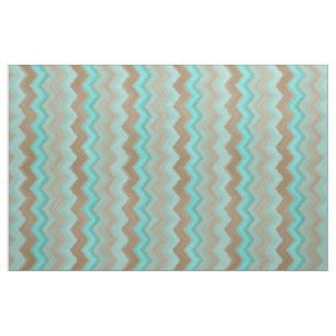 Tissu Motif Aqua Turquoise Blue Brown Ikat Zigzag