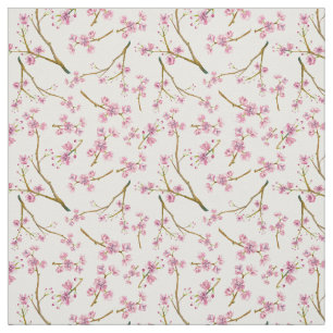 Tissu Motif assez rose d'aquarelle de fleurs de cerisier