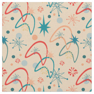 Tissu motif atomique rétro des années 1950