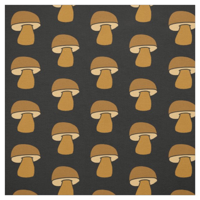 Tissu Motif Automne Noir Champignon Porcino (Échantillon)