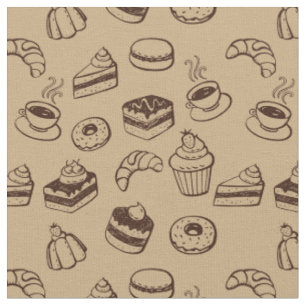 Tissu Motif avec des gâteaux, des desserts et la