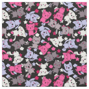 Tissu motif avec les chats mignons 3 de griffonnage de