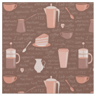 Tissu Motif avec les éléments relatifs de café
