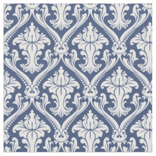 Tissu Motif baroque bleu marine de Damas