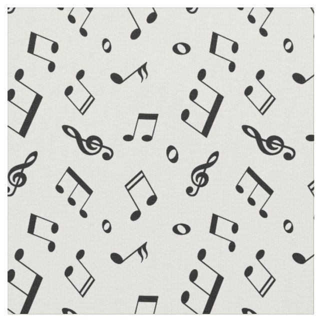 Tissu Motif Black and White Music Notes (Fermer)