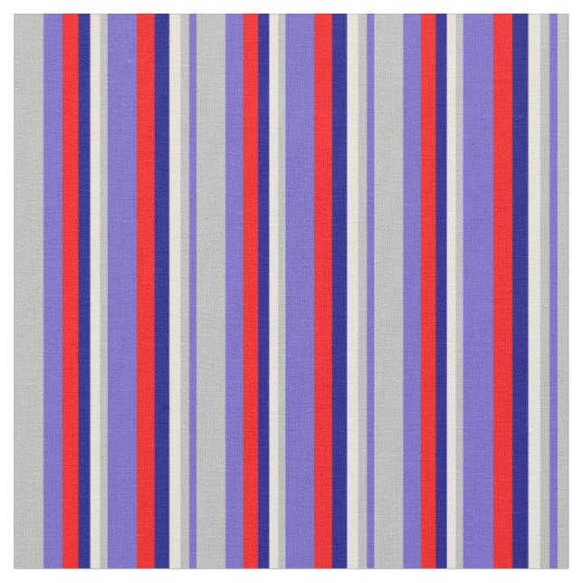 Tissu Motif bleu ardoise, gris, beige, bleu et rouge (Fermer)