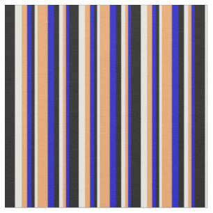 Tissu Motif bleu, Brown, crème à la menthe et noir