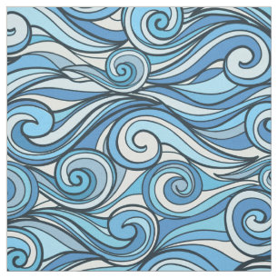 Tissu motif bleu des vagues océaniques Abstraites