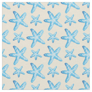 Tissu Motif bleu d'étoiles de mer d'aquarelle