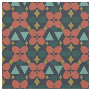 Tissu Motif bleu diamant moderne à fleurs du milieu du s