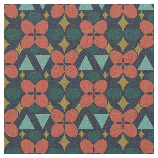 Tissu Motif bleu diamant moderne à fleurs du milieu du s (Fermer)