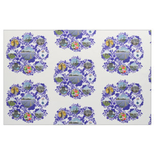 Tissu Motif bleu d'images de la Hollande de style de