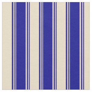Tissu Motif bleu foncé et bande/lignes tan