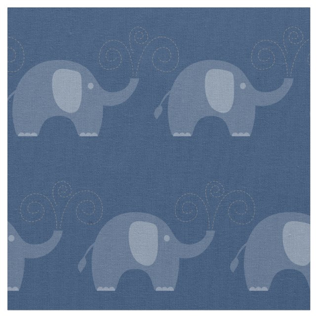 Tissu Motif Blue Elephant de la marine moderne (Fermer)