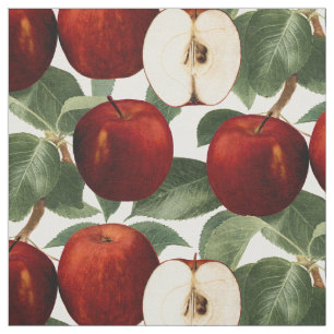 Tissu Motif botanique des Pommes rouges