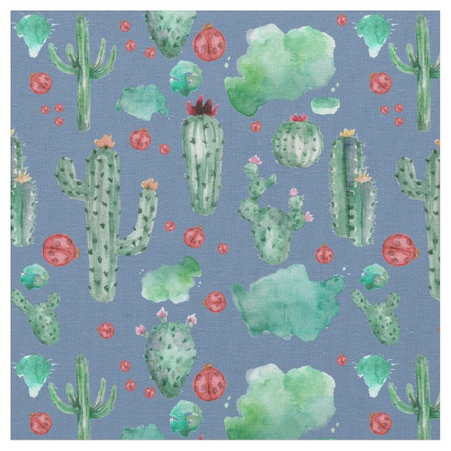 Tissu motif cactus et ladybug - fours arrière - plan ble (Fermer)
