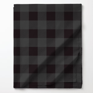 Tissu Motif carreau de bison noir et gris foncé