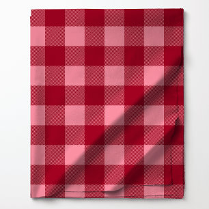 Tissu Motif carreau de buffle rouge et rose