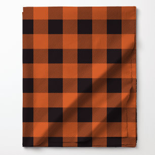 Tissu Motif carreau orange et noir de bison