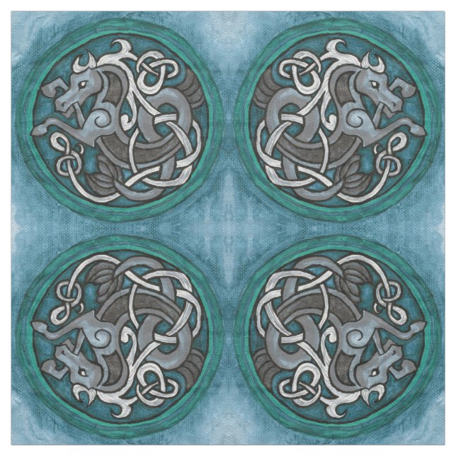 Tissu Motif celtique d'hippocampe (Échantillon)