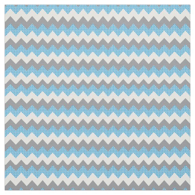 Tissu Motif Chevron bleu clair, blanc et gris (Échantillon)