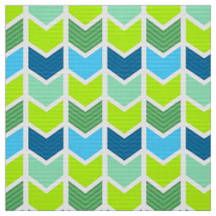 Tissu Motif Chevron moderne vert et bleu géométrique
