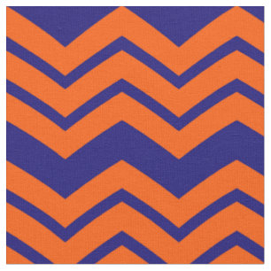 Tissu Motif chevron zigzag bleu orange