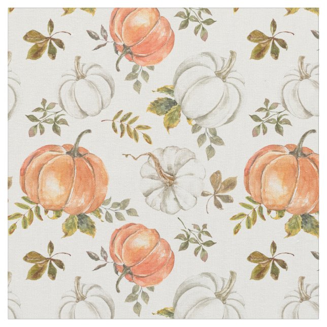 Tissu Motif Citrouille d'aquarelle d'automne (Fermer)