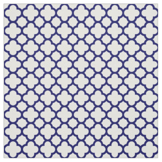 Tissu Motif classique blanc chic de Quatrefoil de bleu