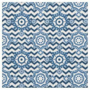 Tissu Motif classique bleu et blanc Chevron