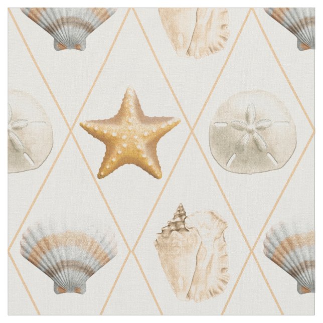 Tissu Motif Coastal Decor Seashell (Fermer)